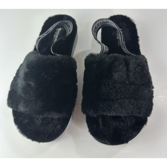 Koolaburra by UGG Fuzz'n II Black Cozy Slingback Ankle Strap Fleece Slippers 7 - Picture 3 of 12